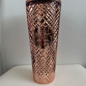Starbucks Rose Gold Accent Tumbler with Intricate Design